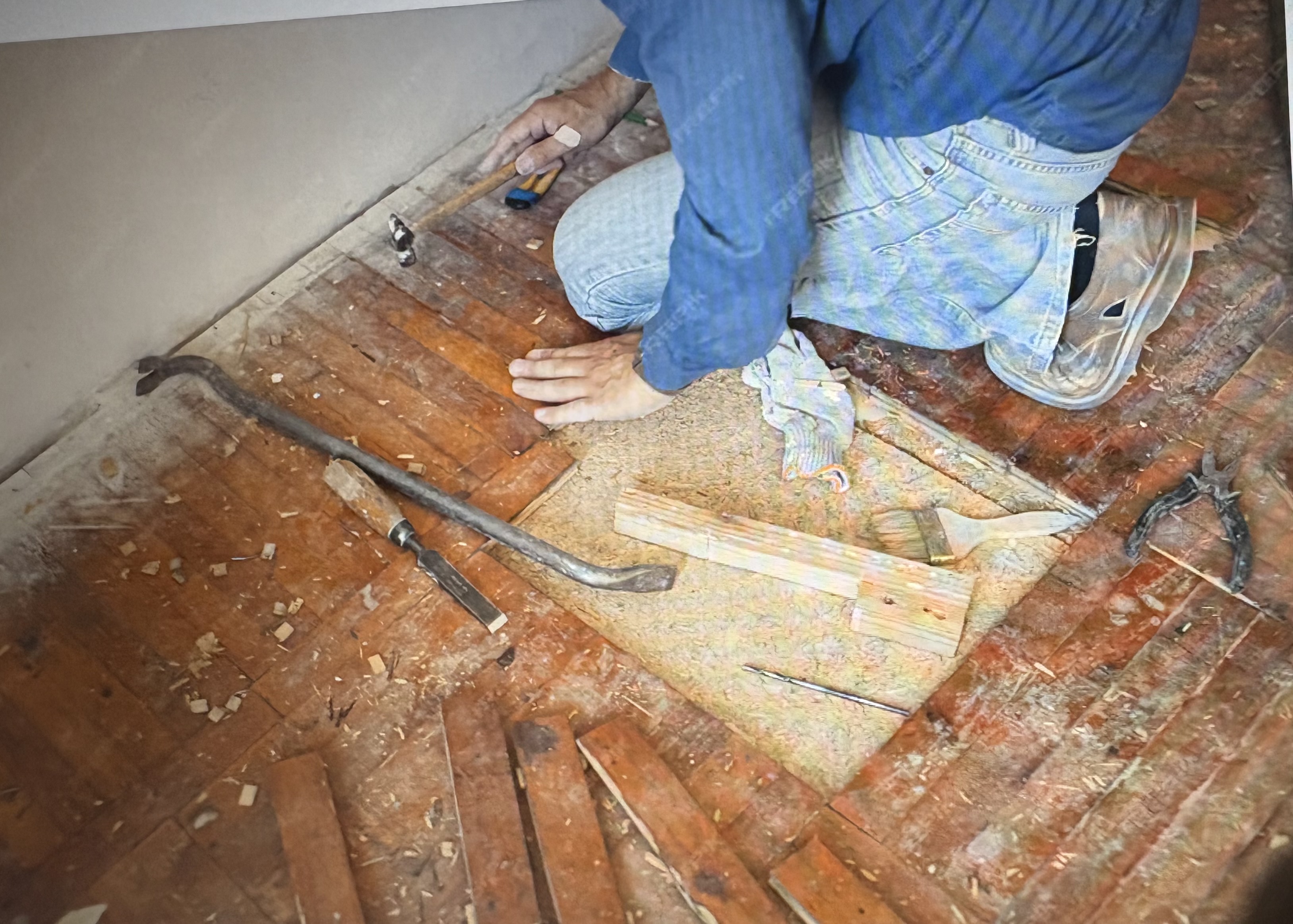 Replaced floorboard blended into existing floor